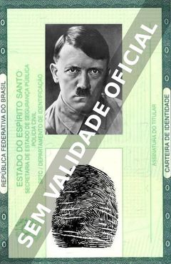 Imagem hipotética representando a carteira de identidade de Adolf Hitler