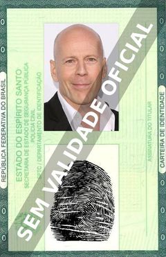 Imagem hipotética representando a carteira de identidade de Bruce Willis