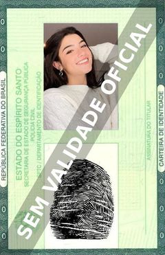 Imagem hipotética representando a carteira de identidade de Charli D’Amelio