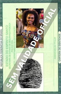 Imagem hipotética representando a carteira de identidade de Dandara Mariana
