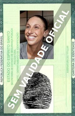 Imagem hipotética representando a carteira de identidade de Diana Taurasi