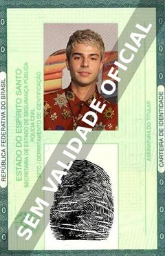 Imagem hipotética representando a carteira de identidade de Diego Montez