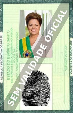 Imagem hipotética representando a carteira de identidade de Dilma Rousseff