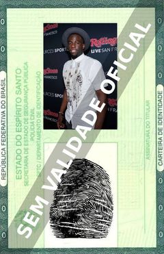 Imagem hipotética representando a carteira de identidade de Draymond Green