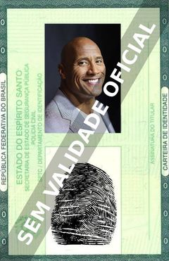 Imagem hipotética representando a carteira de identidade de Dwayne Johnson (The Rock)