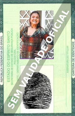 Imagem hipotética representando a carteira de identidade de Elizangela