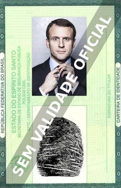 Imagem hipotética representando a carteira de identidade de Emmanuel Macron