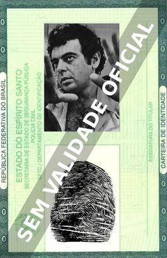 Imagem hipotética representando a carteira de identidade de Glauber Rocha