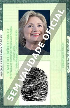Imagem hipotética representando a carteira de identidade de Hillary Clinton