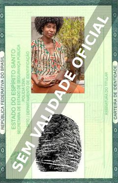 Imagem hipotética representando a carteira de identidade de Indira Nascimento