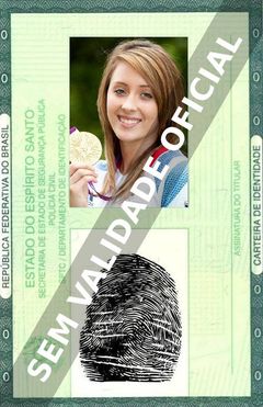 Imagem hipotética representando a carteira de identidade de Jade Jones