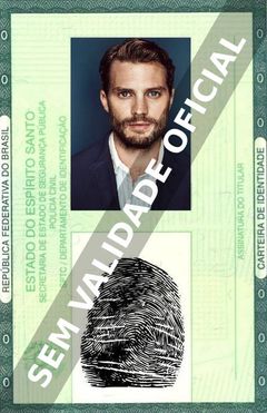 Imagem hipotética representando a carteira de identidade de Jamie Dornan