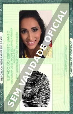 Imagem hipotética representando a carteira de identidade de Jaqueline Carvalho