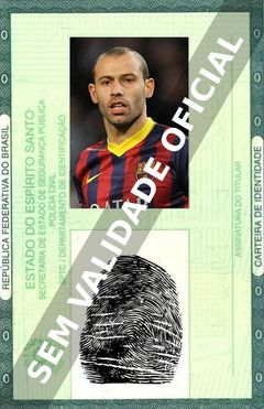 Imagem hipotética representando a carteira de identidade de Javier Mascherano