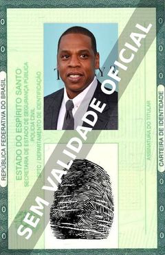 Imagem hipotética representando a carteira de identidade de Jay-Z