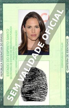 Imagem hipotética representando a carteira de identidade de Jennifer Garner