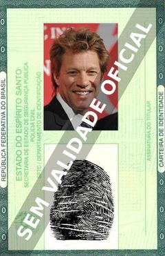 Imagem hipotética representando a carteira de identidade de Jon Bon Jovi