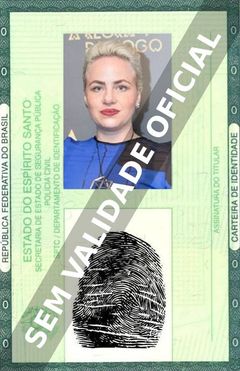 Imagem hipotética representando a carteira de identidade de Karine Teles