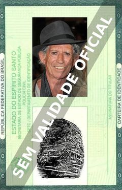 Imagem hipotética representando a carteira de identidade de Keith Richards