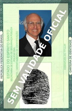 Imagem hipotética representando a carteira de identidade de Larry David