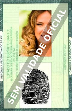 Imagem hipotética representando a carteira de identidade de Letícia Birkheuer