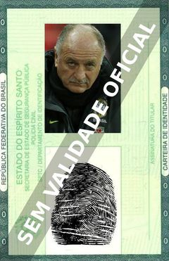 Imagem hipotética representando a carteira de identidade de Luiz Felipe Scolari