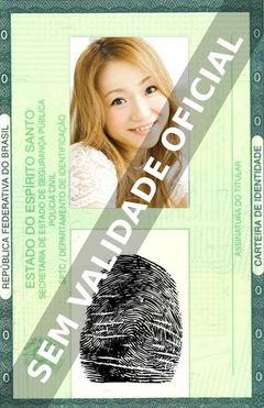 Imagem hipotética representando a carteira de identidade de Mayumi Izuka