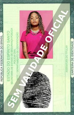Imagem hipotética representando a carteira de identidade de MC Dricka
