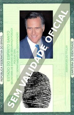 Imagem hipotética representando a carteira de identidade de Mitt Romney