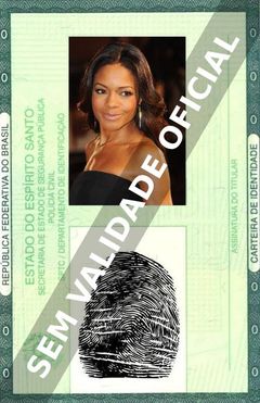 Imagem hipotética representando a carteira de identidade de Naomie Harris