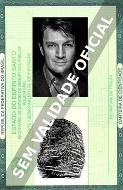Imagem hipotética representando a carteira de identidade de Nathan Fillion