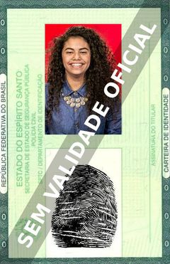 Imagem hipotética representando a carteira de identidade de Nathy Veras