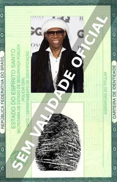 Imagem hipotética representando a carteira de identidade de Nile Rodgers