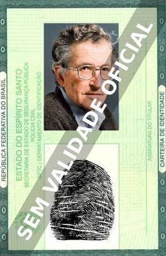 Imagem hipotética representando a carteira de identidade de Noam Chomsky