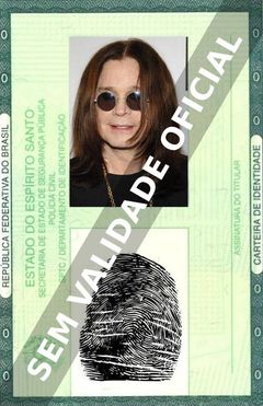 Imagem hipotética representando a carteira de identidade de Ozzy Osbourne