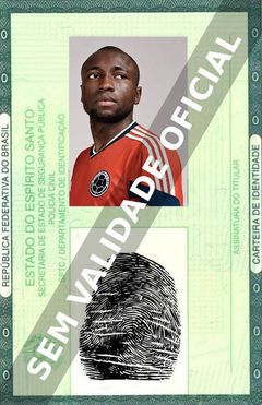 Imagem hipotética representando a carteira de identidade de Pablo Armero