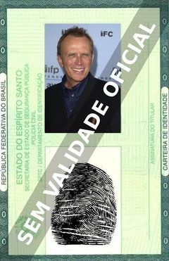 Imagem hipotética representando a carteira de identidade de Peter Weller