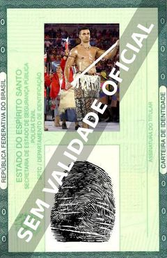 Imagem hipotética representando a carteira de identidade de Pita Taufatofua