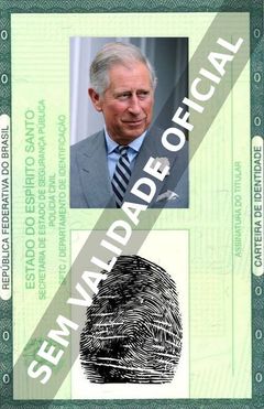 Imagem hipotética representando a carteira de identidade de Prince Charles