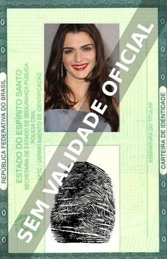 Imagem hipotética representando a carteira de identidade de Rachel Weisz