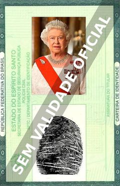 Imagem hipotética representando a carteira de identidade de Rainha Elizabeth II