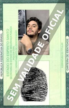 Imagem hipotética representando a carteira de identidade de Raul Sena