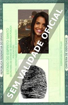 Imagem hipotética representando a carteira de identidade de Rayza Alcântara