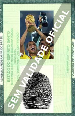 Imagem hipotética representando a carteira de identidade de Rivaldo