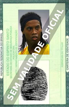 Imagem hipotética representando a carteira de identidade de Ronaldinho Gaúcho