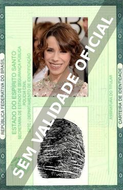 Imagem hipotética representando a carteira de identidade de Sally Hawkins