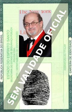 Imagem hipotética representando a carteira de identidade de Salman Rushdie