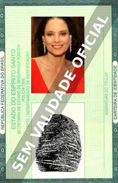 Imagem hipotética representando a carteira de identidade de Sônia Braga
