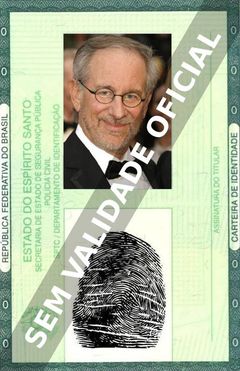 Imagem hipotética representando a carteira de identidade de Steven Spielberg
