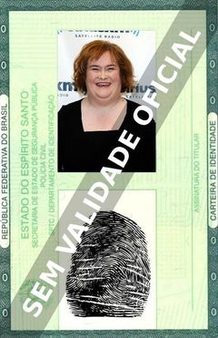 Imagem hipotética representando a carteira de identidade de Susan Boyle